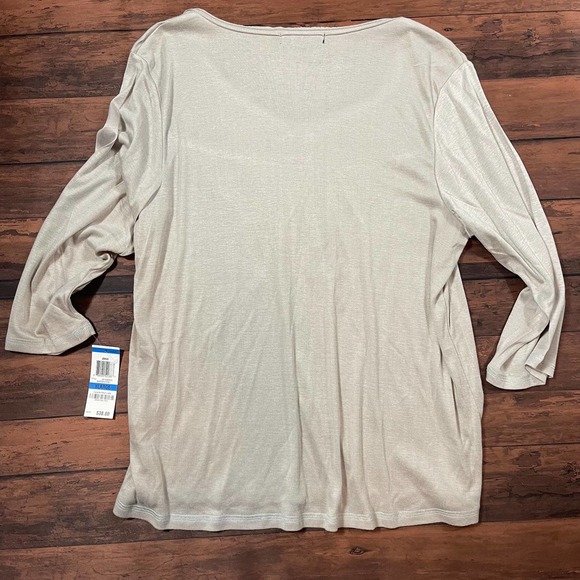 Style & Co. Floral Light Brown 3/4 Sleeve Top XL - Picture 5 of 5